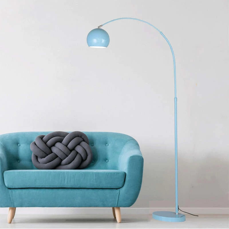 Floor Lamp Metal Arc 177.0 cm (69.7") Yellow Living Room Reading Light E27 Retro Globe Shade Standing Lamp | Thomler
