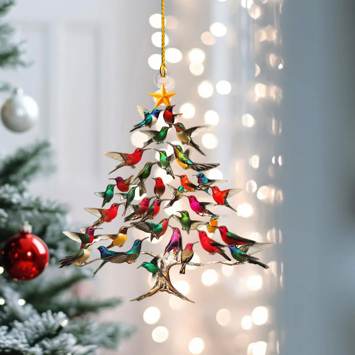Crystal Bird Christmas Ornament with Star Hanger for Holiday Decoration and Tree Accent | Thomler