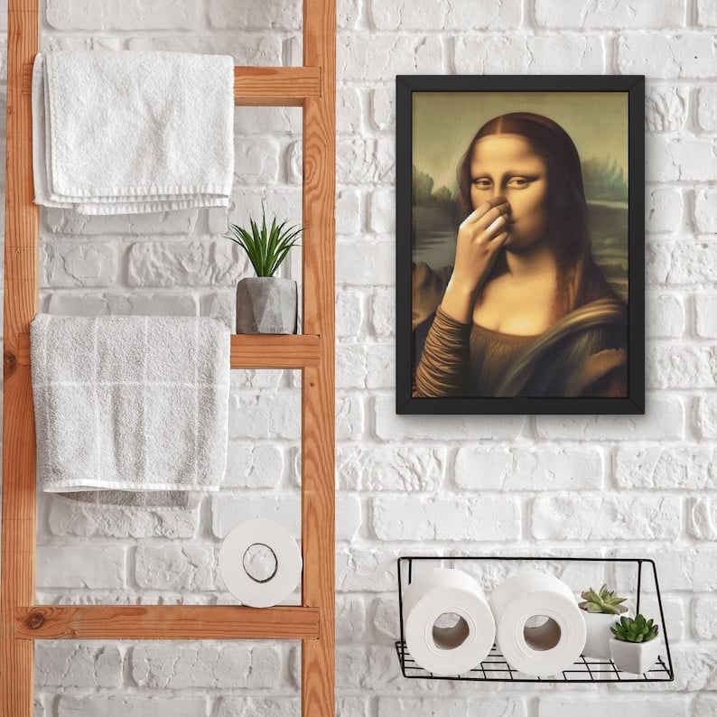 Funny Renaissance Bathroom Canvas Wall Art – Moisture-Resistant Stretched Print for Powder Room & Toilet Decor | Thomler