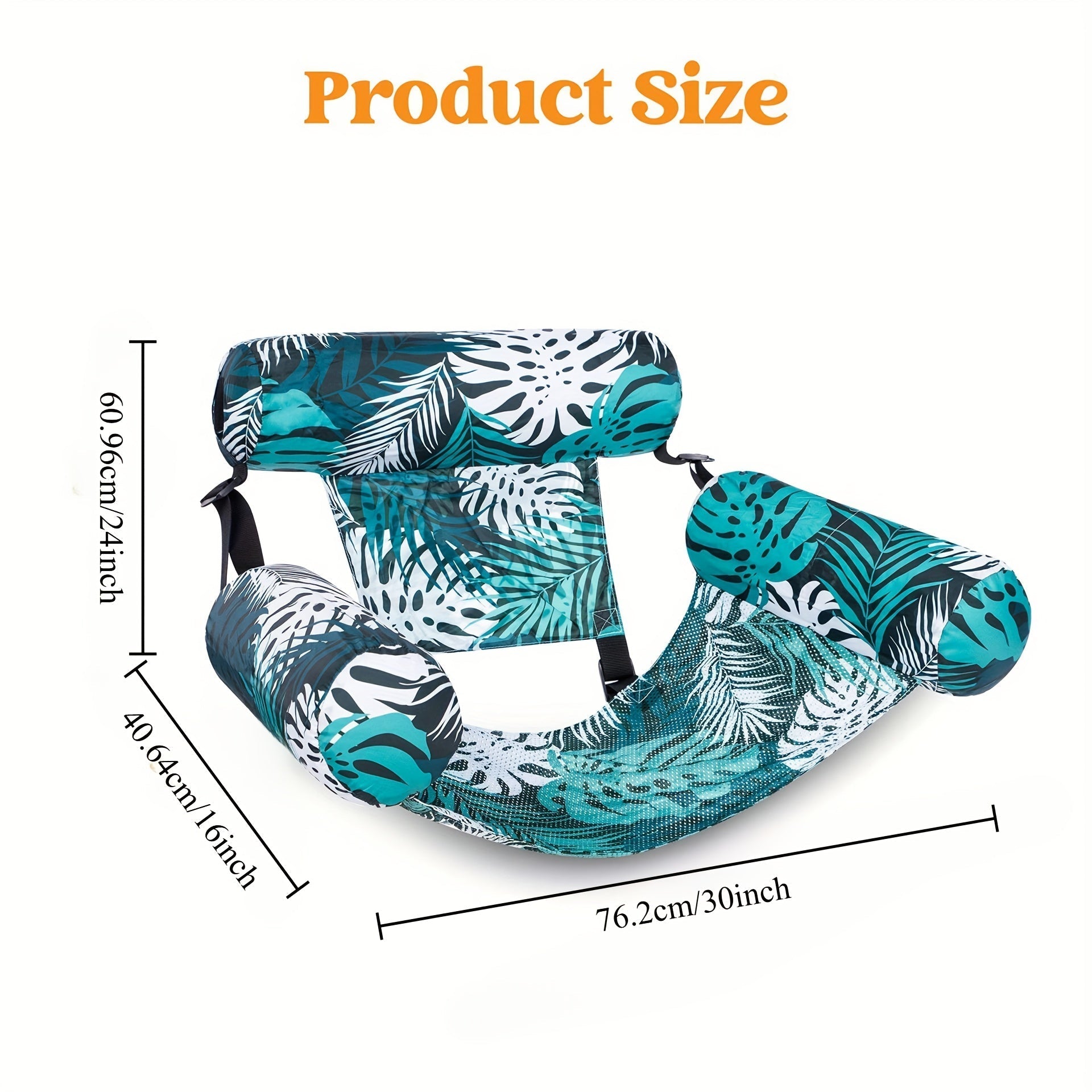Inflatable Swimming Hammock Float for Adults – Mesh Pool Lounger with Tropical Leaf Print for Lakes, Beaches & Backyard Pools | Thomler