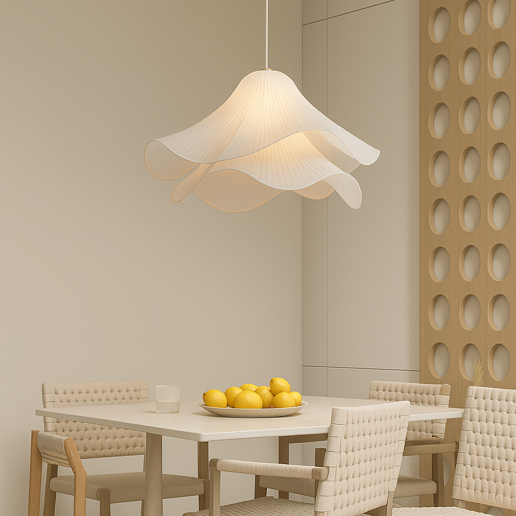 Pendant Light Fabric Metal 40.0 cm Dining Room Soft Layered Petal Hanging Ceiling Lamp | Thomler