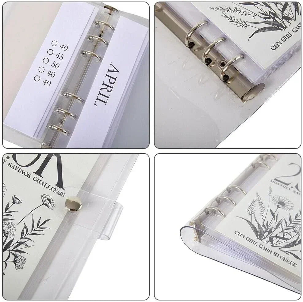 Year-Long Cash Envelope Budget Organizer Binder with Pockets for Monthly Savings Goals Personal Finance Tracker Ring Binder Waterproof | Thomler
