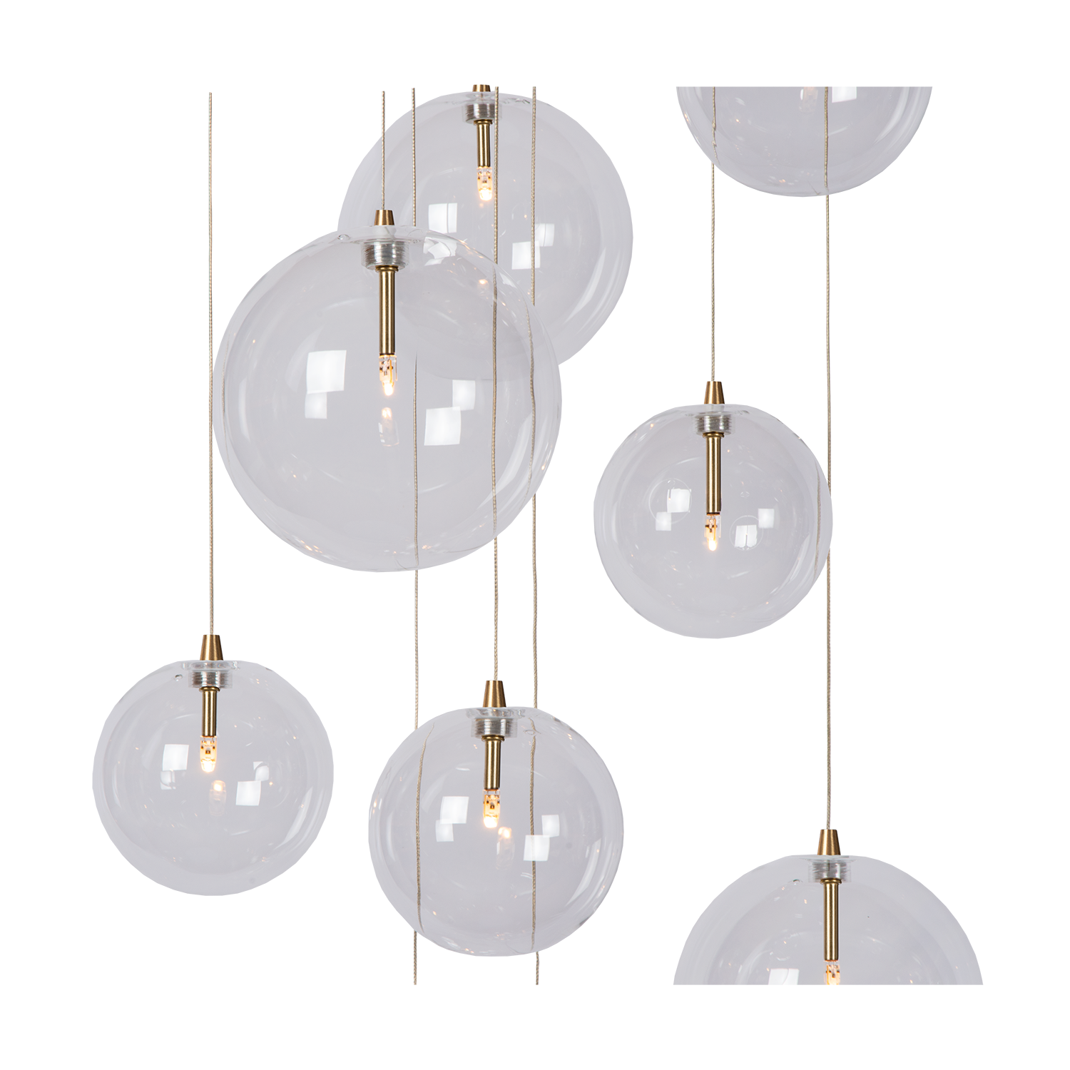 Pendant Light Glass Sphere Cluster 50.0 cm Antique Brass Dining Room Adjustable Hanging Ceiling Lamp | Thomler