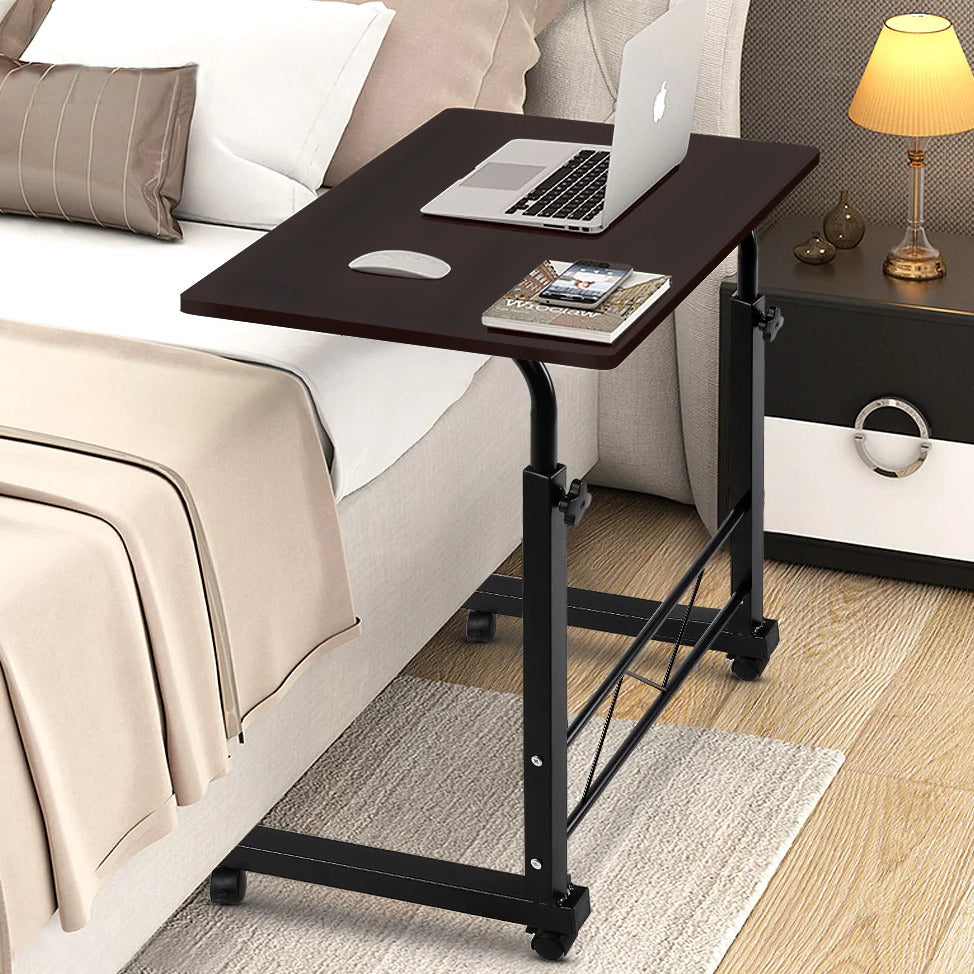 Laptop Table Steel 88.0 cm Height Adjustable Black Home Office Bedside Rolling Desk Workstation | Thomler