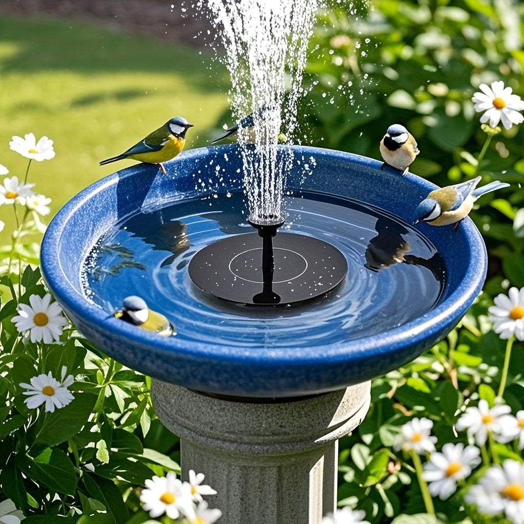 Solar Powered Floating Fountain Pump with 6 Interchangeable Spray Heads for Bird Baths, Ponds, and Garden Water Features – Automatic | Thomler