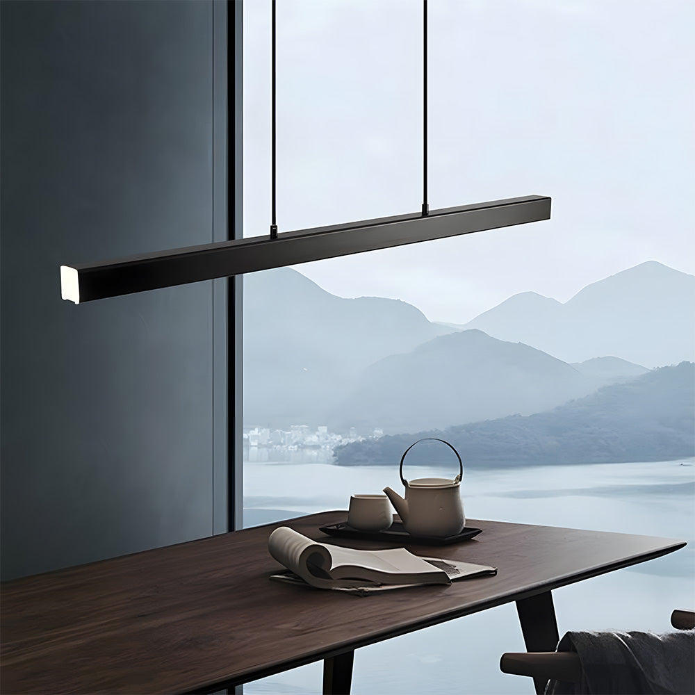 Pendant Light Metal LED 120.0 cm Black Kitchen Island Dining Table Linear Hanging Ceiling Lamp Adjustable Scandinavian Minimalist | Thomler