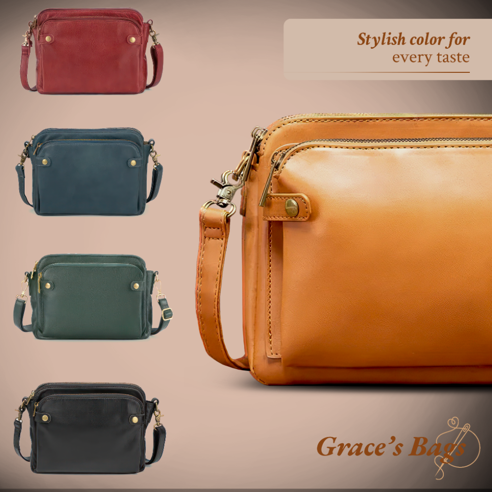 Full-Grain Leather Shoulder Bag with Integrated Wallet & Card Slots - Spacious Crossbody Purse for Women - Adjustable Strap Handbag for | Thomler