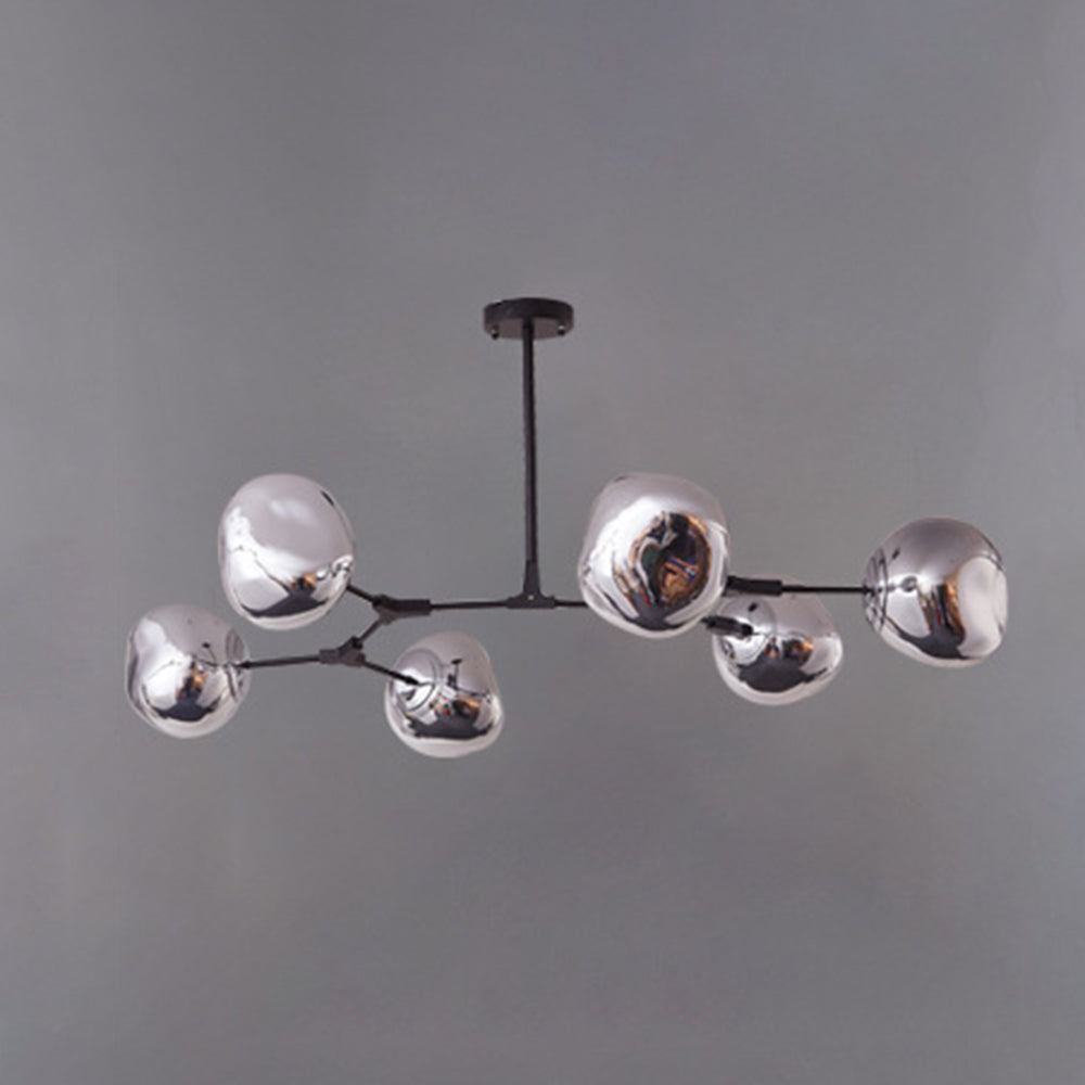 Glass Globe Ceiling Pendant Fixture 3 6 8 Multi-Drop Warm LED Adjustable Hanging Kit Metal Frame Contemporary Dining Room Bedroom Lighting | Thomler