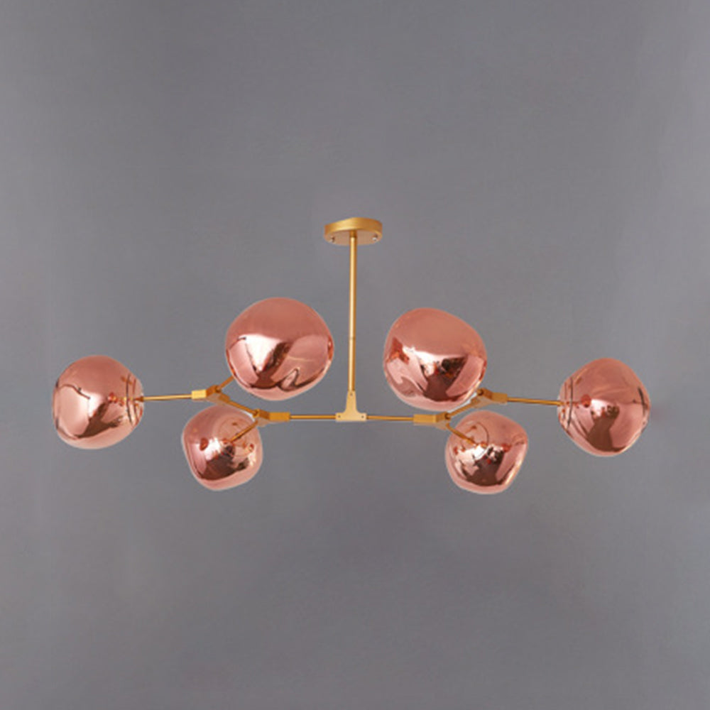Glass Globe Ceiling Pendant Fixture 3 6 8 Multi-Drop Warm LED Adjustable Hanging Kit Metal Frame Contemporary Dining Room Bedroom Lighting | Thomler