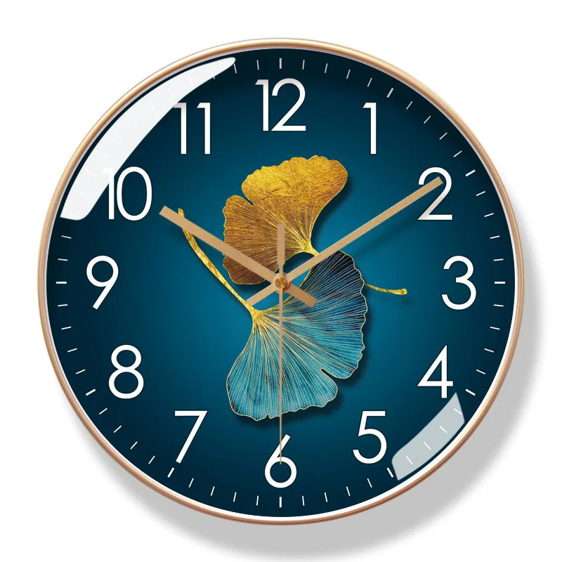Silent Flower Wall Clock with Botanical Dial Design - Quiet Sweep Movement - Glass Cover & Metal Hands - Non-Ticking Timepiece | Thomler