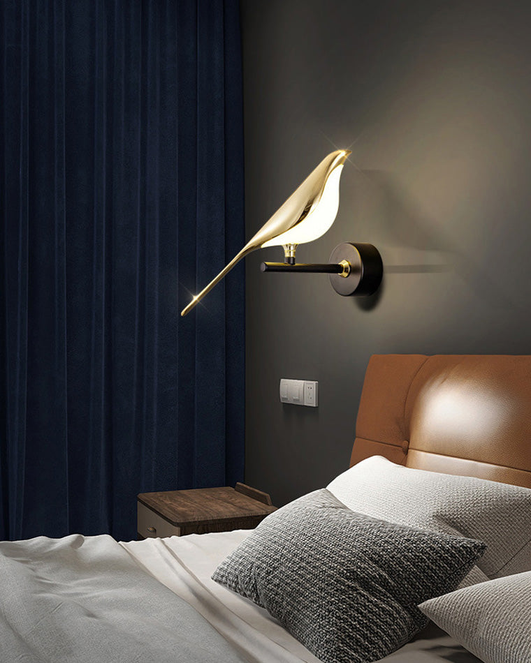Wall Lamp Metal Bird Design 28.0 cm Black Gold Bedroom Hallway Decorative LED Accent Light Artistic Indoor Sconce | Thomler