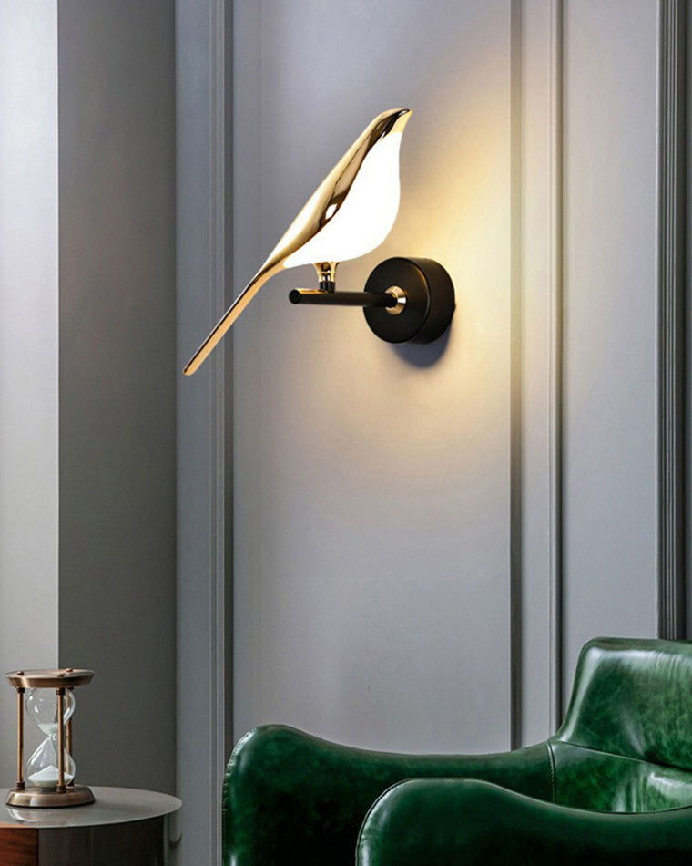Wall Lamp Metal Bird Design 28.0 cm Black Gold Bedroom Hallway Decorative LED Accent Light Artistic Indoor Sconce | Thomler