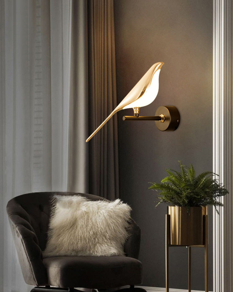 Wall Lamp Metal Bird Design 28.0 cm Black Gold Bedroom Hallway Decorative LED Accent Light Artistic Indoor Sconce | Thomler