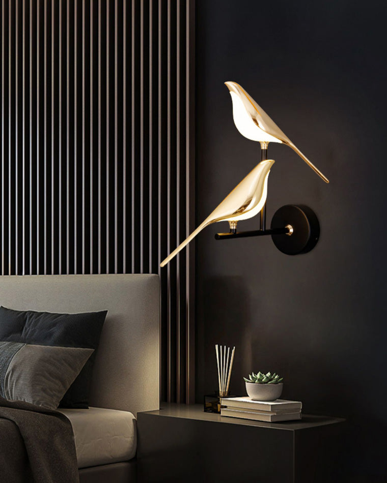 Wall Lamp Metal Bird Design 28.0 cm Black Gold Bedroom Hallway Decorative LED Accent Light Artistic Indoor Sconce | Thomler
