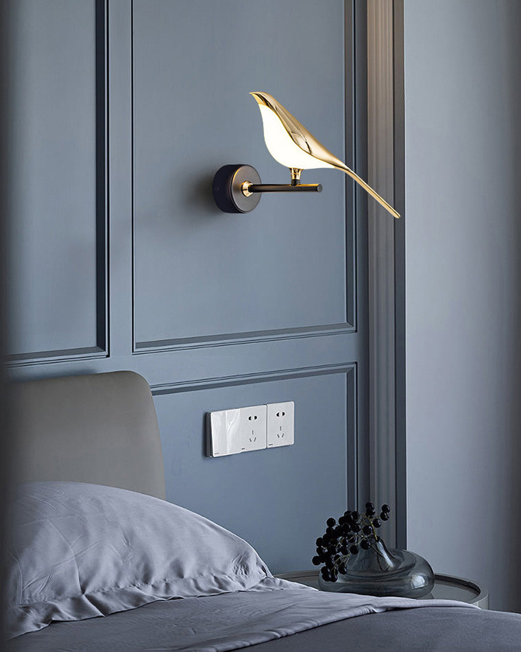 Wall Lamp Metal Bird Design 28.0 cm Black Gold Bedroom Hallway Decorative LED Accent Light Artistic Indoor Sconce | Thomler
