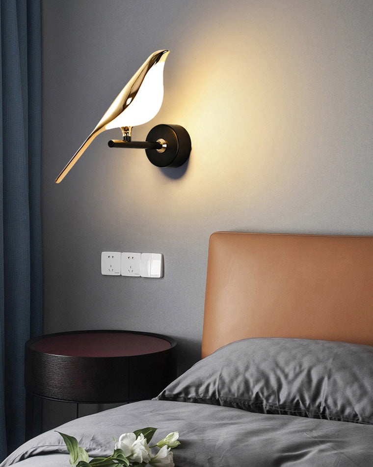 Wall Lamp Metal Bird Design 28.0 cm Black Gold Bedroom Hallway Decorative LED Accent Light Artistic Indoor Sconce | Thomler
