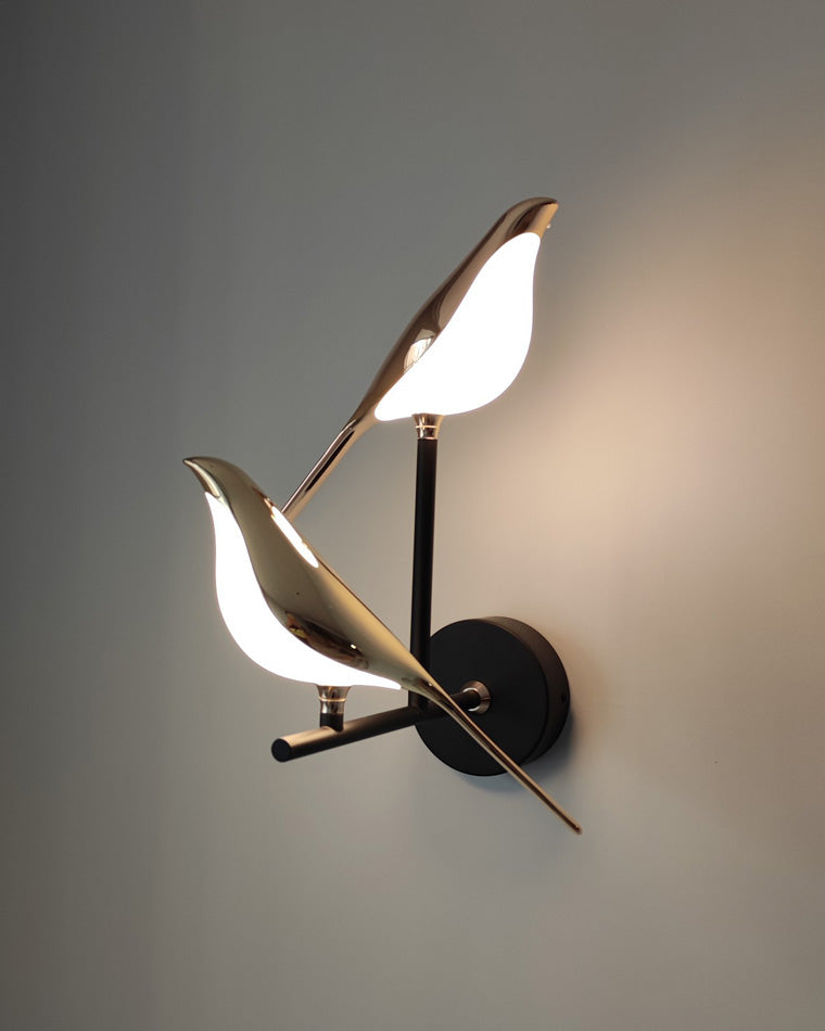 Wall Lamp Metal Bird Design 28.0 cm Black Gold Bedroom Hallway Decorative LED Accent Light Artistic Indoor Sconce | Thomler