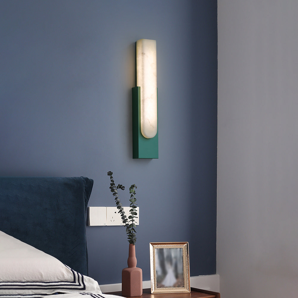 Wall Lamp Alabaster 19.7 in Gold LED Bedroom Hallway Modern Sconce Lighting Fixture | Thomler