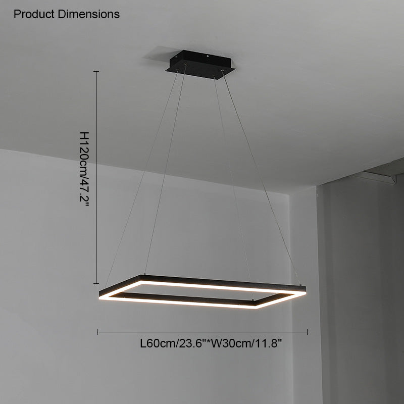 Chandelier Metal Integrated LED 47 in Adjustable Black Living Room Dining Room Pendant Light | Thomler