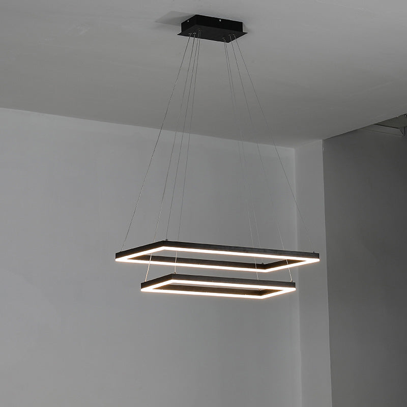 Chandelier Metal Integrated LED 47 in Adjustable Black Living Room Dining Room Pendant Light | Thomler