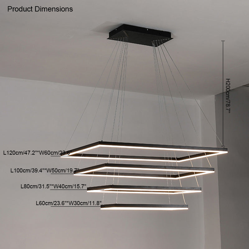 Chandelier Metal Integrated LED 47 in Adjustable Black Living Room Dining Room Pendant Light | Thomler