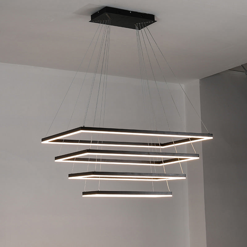 Chandelier Metal Integrated LED 47 in Adjustable Black Living Room Dining Room Pendant Light | Thomler