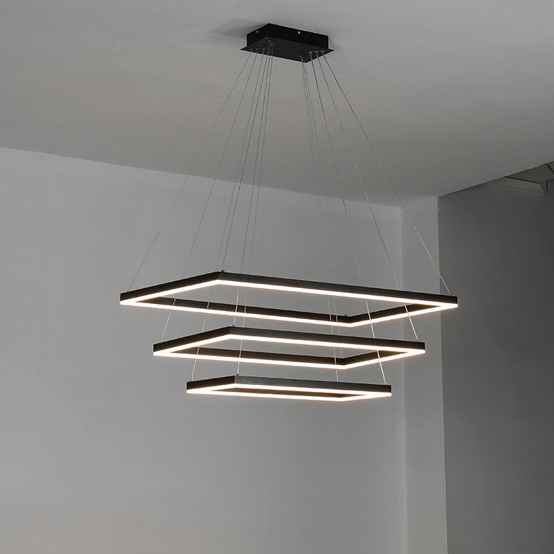 Chandelier Metal Integrated LED 47 in Adjustable Black Living Room Dining Room Pendant Light | Thomler