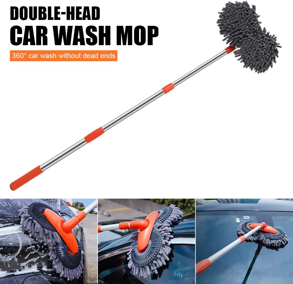 Extendable Car Wash Brush with Telescopic Handle & 360° Rotating Head for Vehicles, RVs, Windows & More | Thomler
