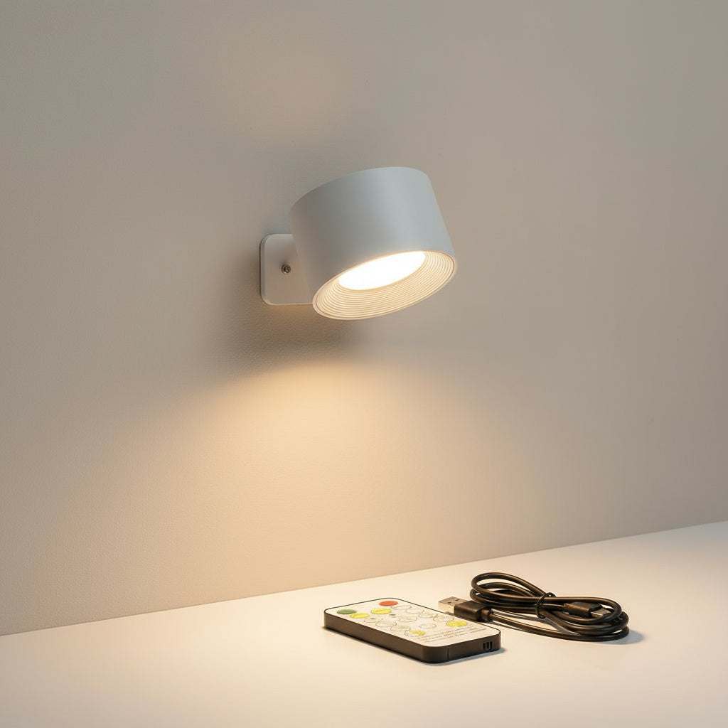 Cordless Rechargeable LED Wall Light with Remote Control | Adjustable Rotating Magnetic Sconce for Bedroom Living Room Hallway | Touch Dimmi | Thomler