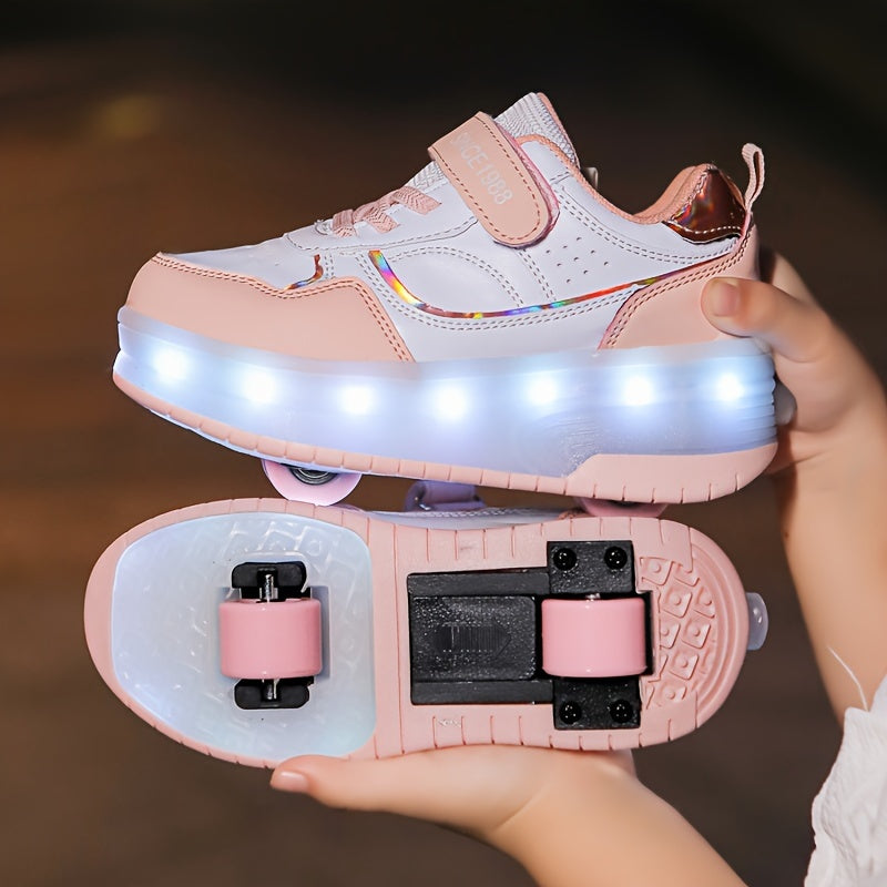 LED Light-Up Roller Skate Sneakers for Kids with Removable Wheels – USB Rechargeable Inline Shoes for Boys & Girls | Thomler