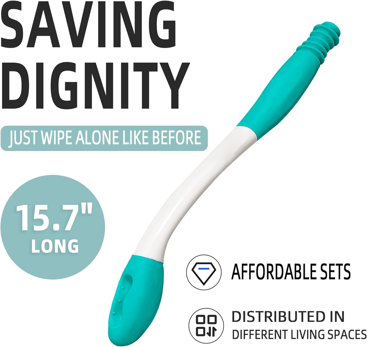 Extended-Reach Personal Hygiene Aid with Button Release for Bathroom Independence & Dignity – 15-Inch Comfort Grip Tool for Limited | Thomler