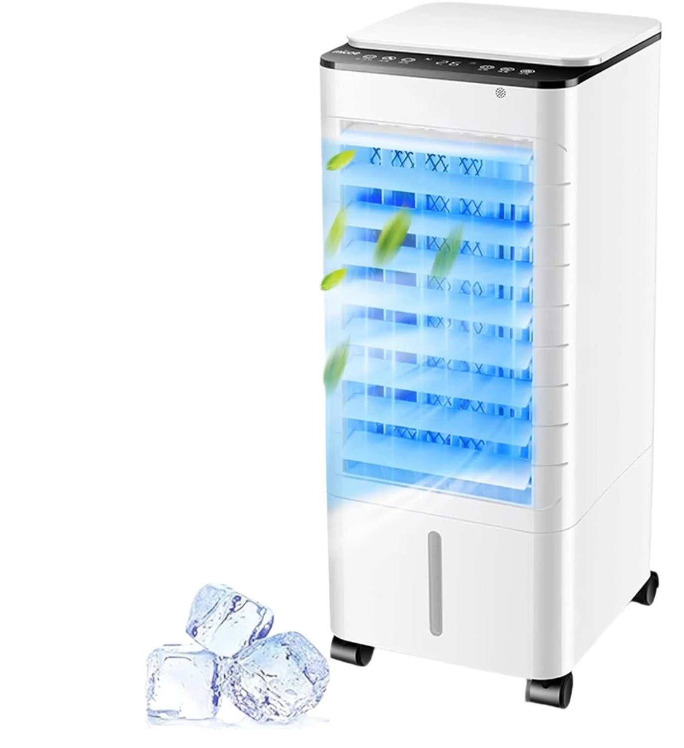 Portable Evaporative Air Cooler with Humidifier and Air Purifier - 3-in-1 Personal Cooling Fan with Ice Compartment, Remote Control, Timer | Thomler