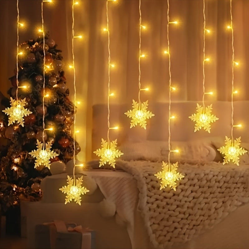 Snowflake String Lights | USB-Powered Holiday Decor with Multi-Color Glow | 13 ft Festive Strand for Christmas Tree, Window & Banister | Thomler