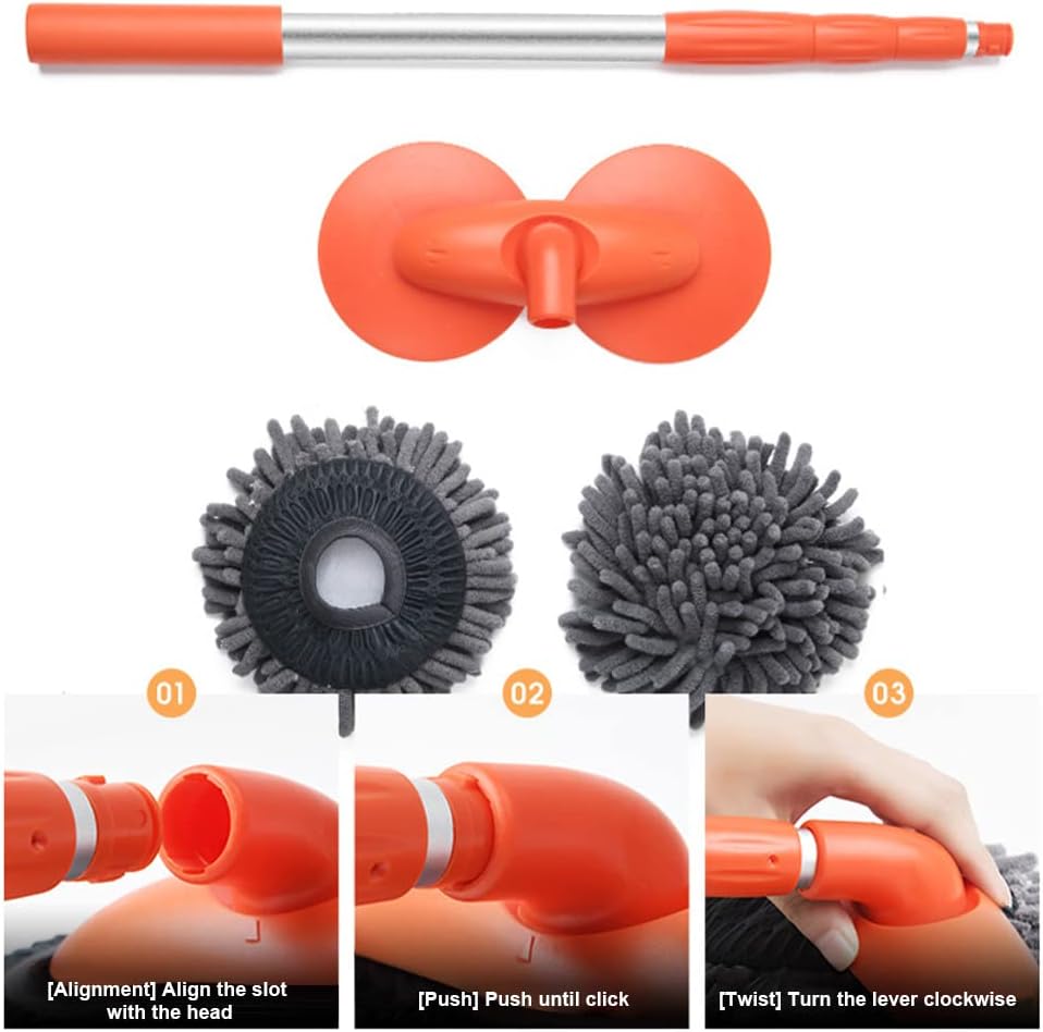 Extendable Car Wash Brush with Telescopic Handle & 360° Rotating Head for Vehicles, RVs, Windows & More | Thomler