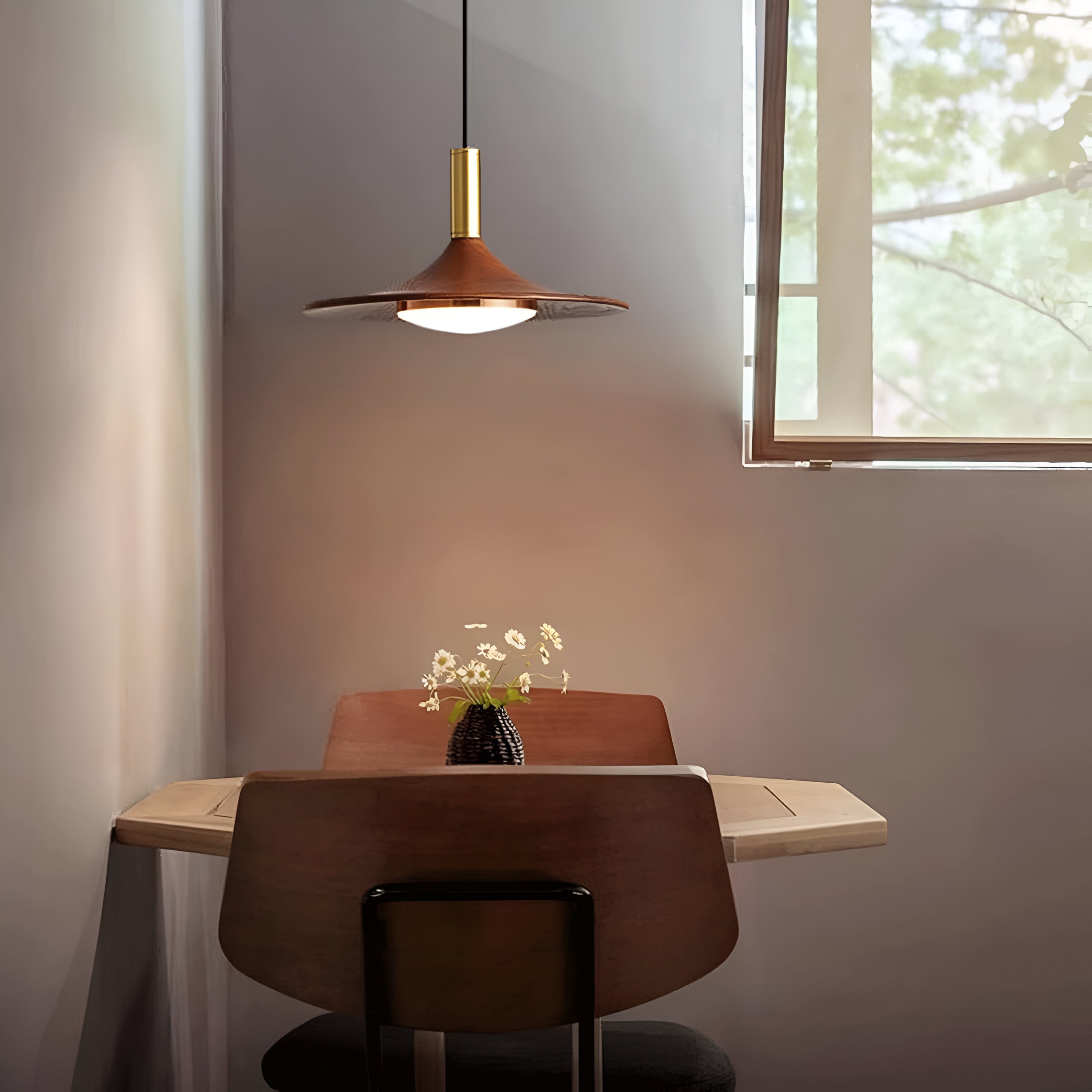 Pendant Light Iron Wood Finish 9.8 in 13.8 in Adjustable Dining Room Kitchen Island Hanging Ceiling Lamp Scandinavian | Thomler