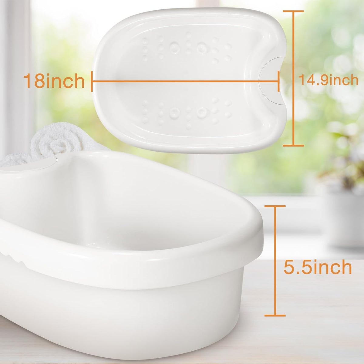 Foot Spa Soaking Basin Tub 3.2 Gallon Capacity with Ergonomic Handles ABS Plastic for Home Pedicure Salon Soak Bath | Thomler