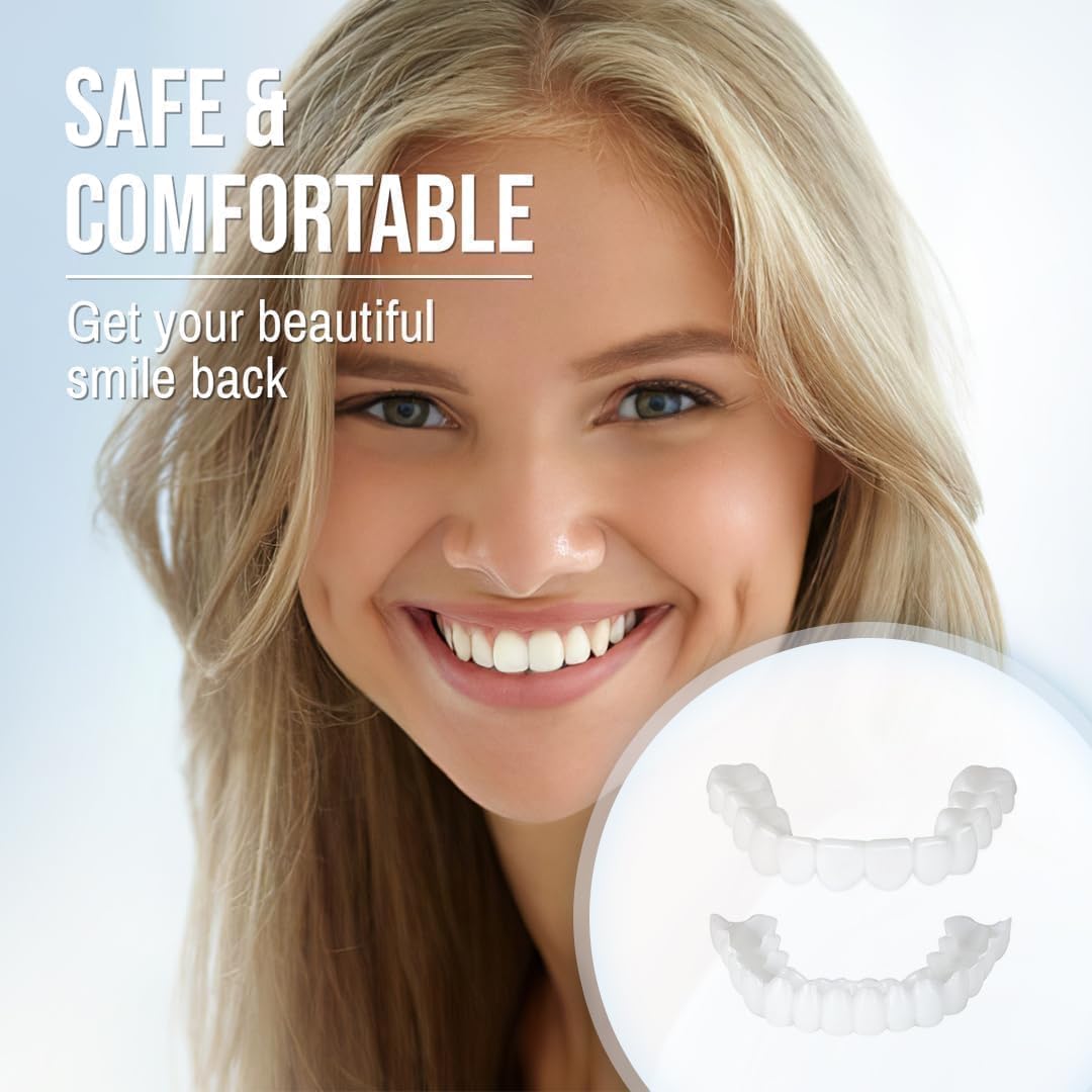 Cosmetic Tooth Covers Upper & Lower Set Instant Snap-On Dental Overlay for Natural Looking Smile Confidence Booster Reusable Teeth Caps | Thomler
