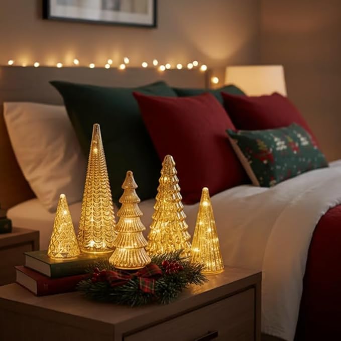 Crystal LED Holiday Trees 5-Piece Light-Up Set for Tabletop Display | Thomler