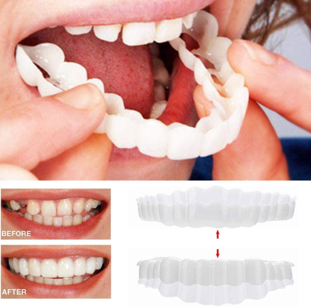 Cosmetic Tooth Covers Upper & Lower Set Instant Snap-On Dental Overlay for Natural Looking Smile Confidence Booster Reusable Teeth Caps | Thomler