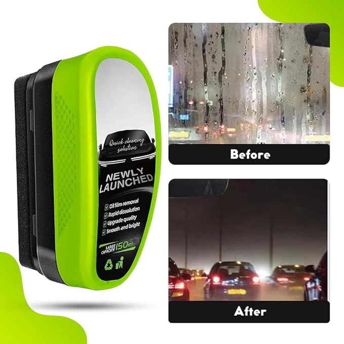 Windshield Oil Film Remover Brush with Hydrophobic Coating for Cars – Cleans Glass, Mirrors & Windows Fast | Thomler