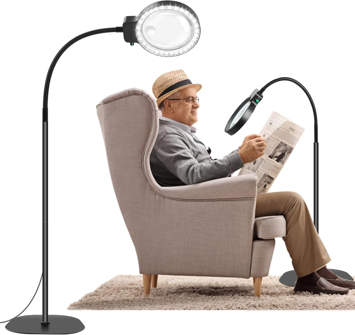Dual-Magnification LED Desk Lamp – 10X & 30X Illuminated Reading Lens with Flexible Arm for Close-Up Work, Vision Assistance, Hobbies & | Thomler