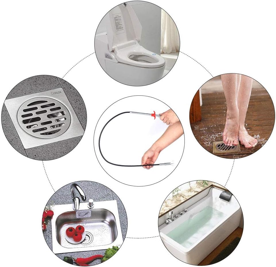 Flexible Claw Drain Retrieval Tool for Sink Shower Tub Hair Clog Removal Plumbing Home Kitchen Bathroom | Thomler