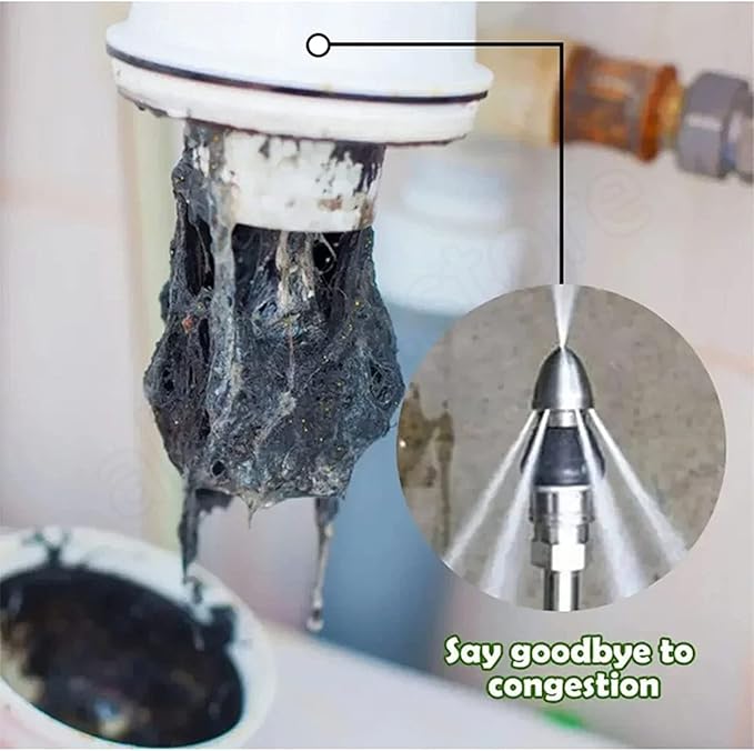 Pressure Washer Sewer Jetter Attachment for Stubborn Pipe Clogs 1/4 Inch Quick Connect Rotary Cleaning Tool for Household Drains Kitchen Bat | Thomler