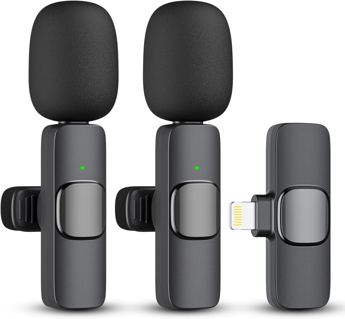 Dual Clip-On Lavalier Mic Set – 2.4GHz Wireless Audio System, 65 ft Range, 8-Hour Battery, Lightning Receiver for iOS Devices, Podcasting | Thomler