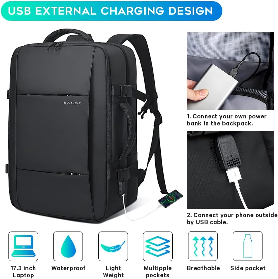 Convertible Carry-On Backpack with Laptop Compartment | Water-Resistant Travel Bag with Duffle Mode | Fits 17-Inch Laptop | Security Pocket | Thomler