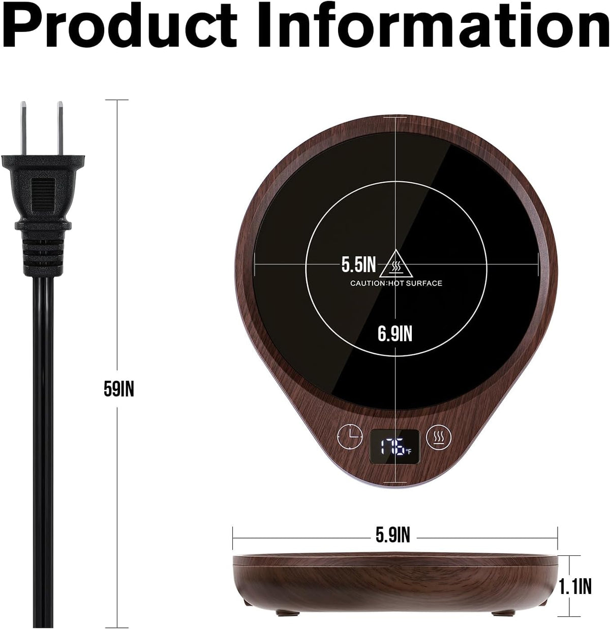 Beverage & Candle Warming Plate with Touch Controls & Auto Timer | Thomler