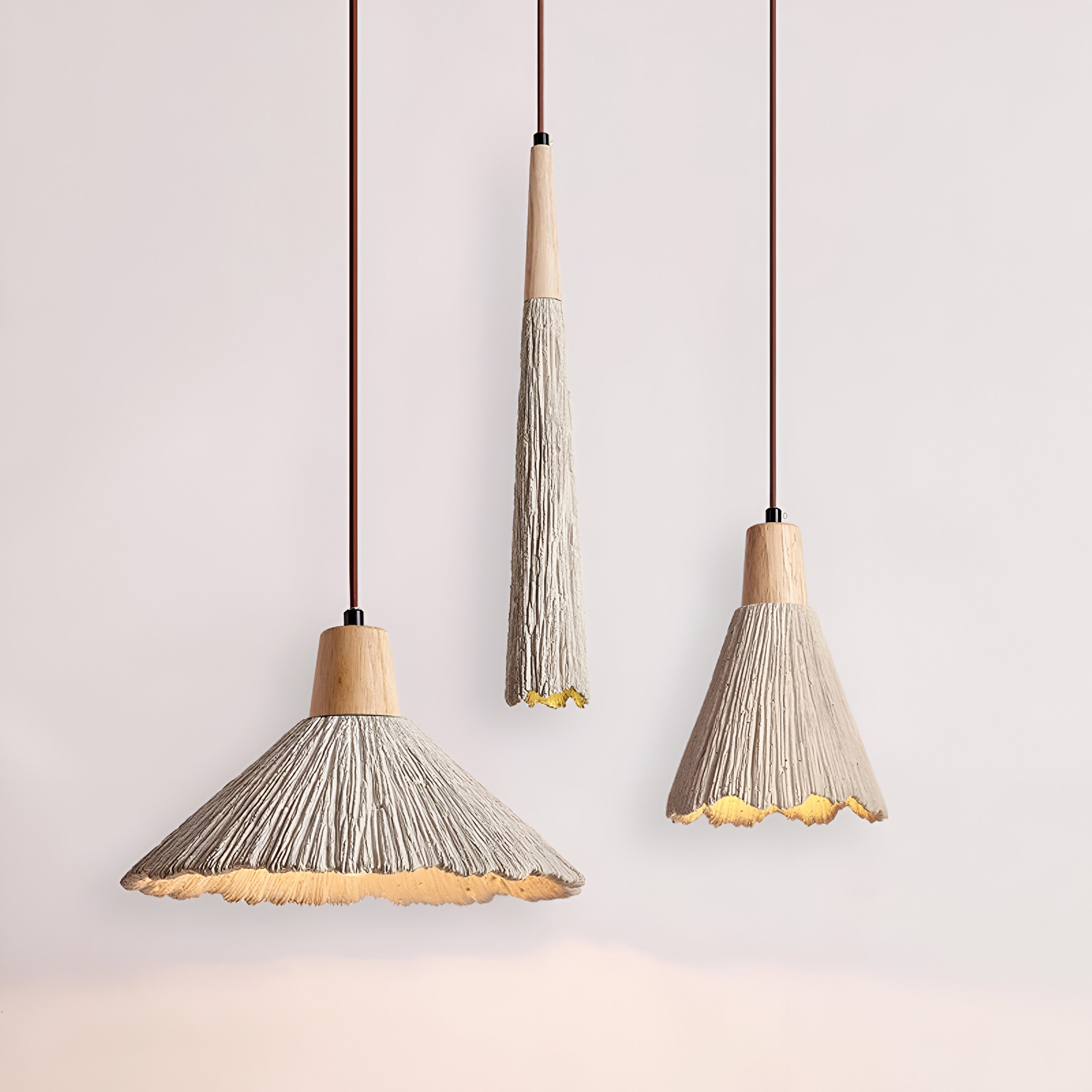 Pendant Light Cement 13.8 in Cream Dining Room Kitchen Island Hanging Ceiling Minimalist Wabi Sabi Rustic Fixture | Thomler