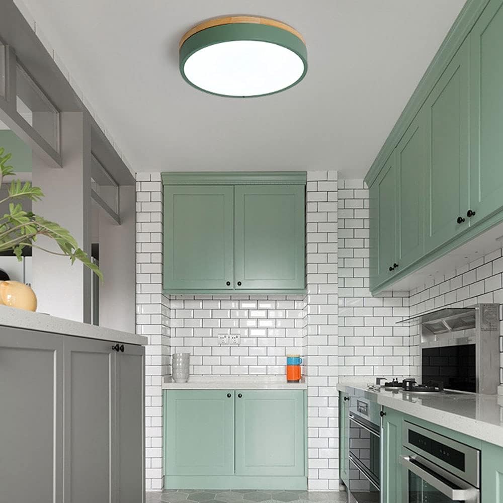 Round Wood Flush Mount LED Ceiling Light 3-Color Dimmable Scandinavian Style for Living Room Bedroom Kitchen | Thomler