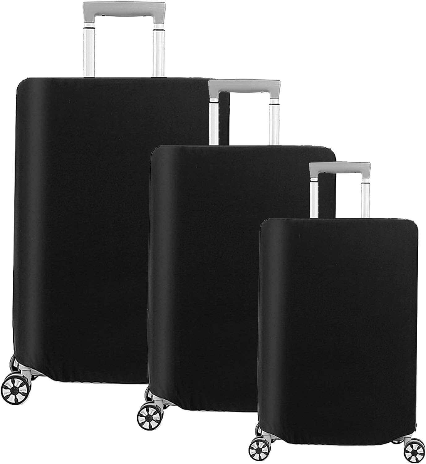 Suitcase Protector 3-Pack Set Elastic Travel Bag Sleeves Tear-Resistant Dust Shield for Carry-On Medium Large Luggage 19-30 Inch Black Hard | Thomler