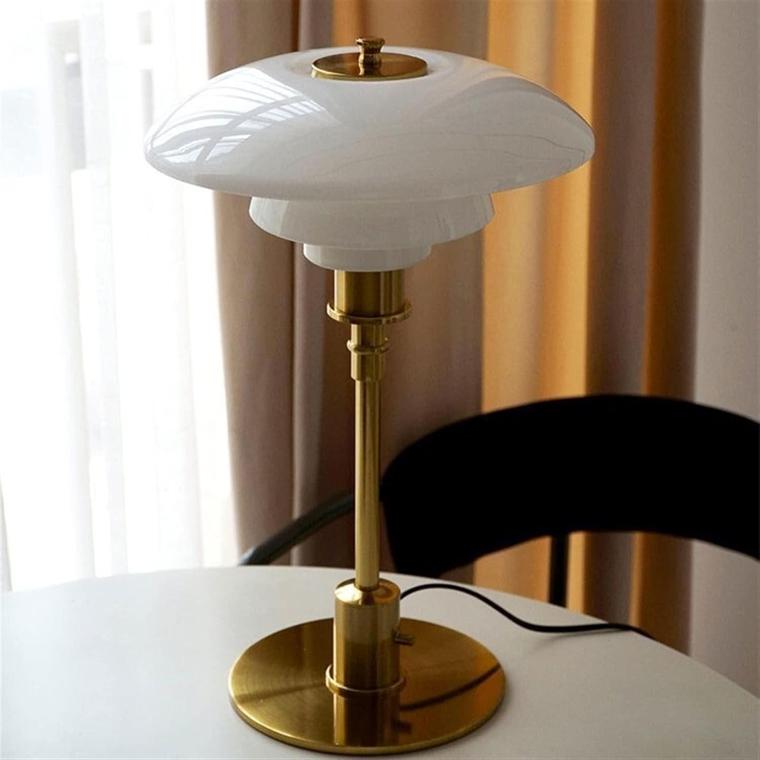 Glass Globe LED Table Lamp with Metallic Base – Modern Scandinavian Accent Lighting for Bedroom, Living Room, Office & Study | Thomler